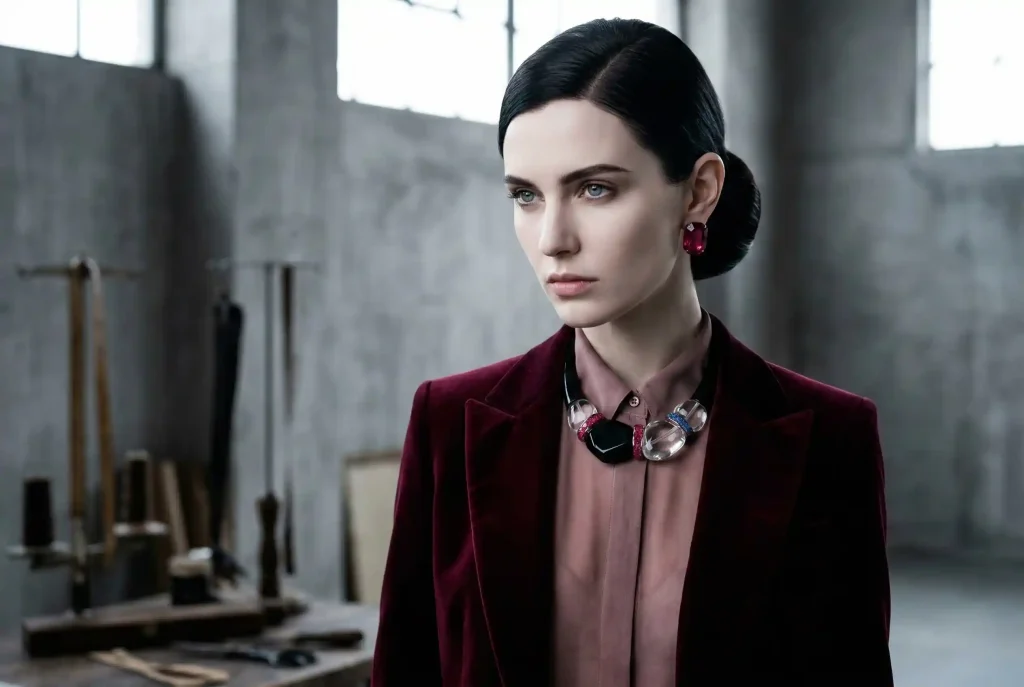 Jaki kolor pasuje do brudnego różu? Wybierz dodatki do sukienki w kolorze pudrowego różu, łącz odcienie i twórz stylizacje (brudny róż w roli głównej) Modelka o typie urody zima prezentuje wysokokontrastową stylizację łączącą stonowany brudny róż z głębokim burgundem w surowym wnętrzu.